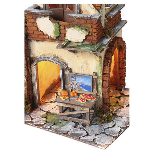 Maison style XVIIIe illuminée four à pizza 35x25x25 cm crèche napolitaine 10 cm 2