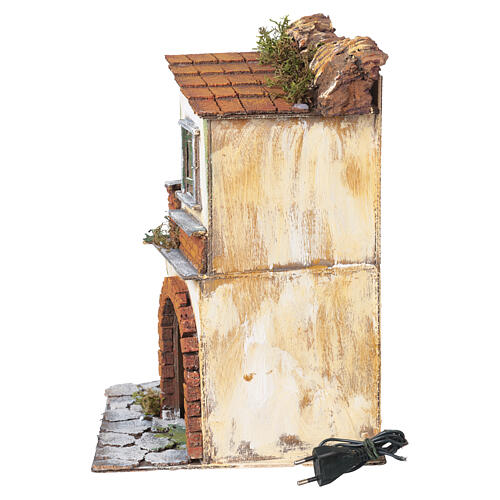 Maison style XVIIIe illuminée four à pizza 35x25x25 cm crèche napolitaine 10 cm 5