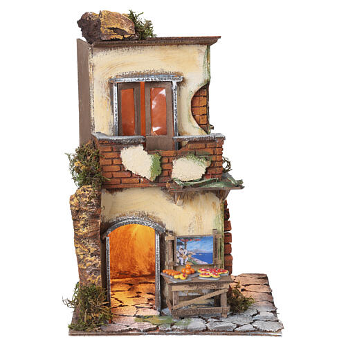 18th Century Style Lighted Pizza Oven House 35x25x25 cm Neapolitan Nativity Scene 10 cm 4