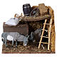 Donkeys in stable scenery with motion, 10x15x15 cm, for 8-10 cm Neapolitan Nativity Scene s1