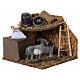 Donkeys in stable scenery with motion, 10x15x15 cm, for 8-10 cm Neapolitan Nativity Scene s2