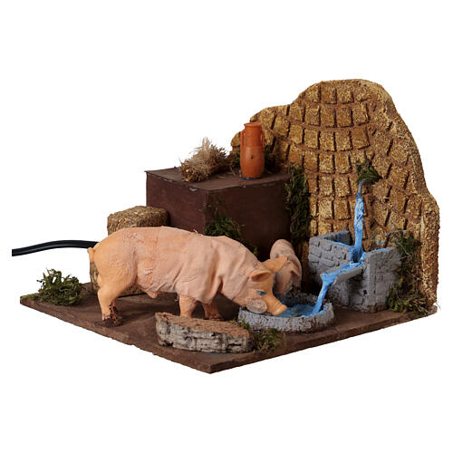 Pigs Eating Animated Nativity Scene, 10x15x15 cm Naples Nativity 10 cm 2