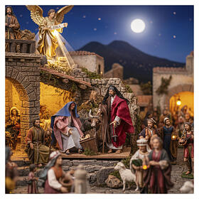 Nativity with movement, 25x30x40 cm, for 30 cm Neapolitan Nativity Scene