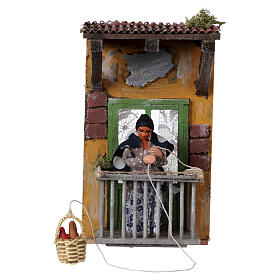 Dame avec panier en mouvement 18x10x15 cm crèche napolitaine 12 cm