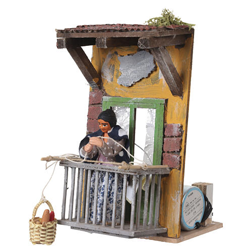 Dame avec panier en mouvement 18x10x15 cm crèche napolitaine 12 cm 3