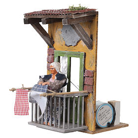 Scène mouvement femme étendant le linge 20x10x15 cm crèche napolitaine 12 cm