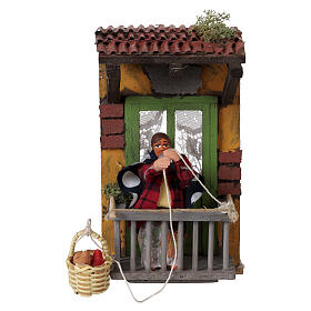 Woman with basket, motion for 10 cm Neapolitan Nativity Scene, 15x10x15 cm