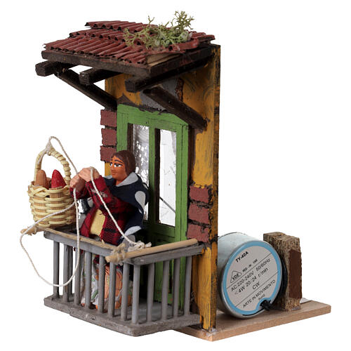 Woman with basket, motion for 10 cm Neapolitan Nativity Scene, 15x10x15 cm 3