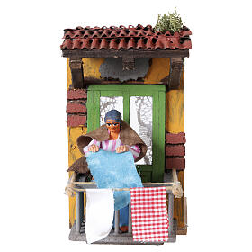 Woman hanging laundry with motion, 15x10x15 cm, for 10 cm Neapolitan Nativity Scene