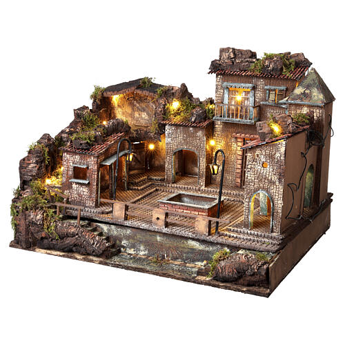 Village style 700 fontaine et grande place 50x75x65 cm crèche napolitaine 8-10 cm 3
