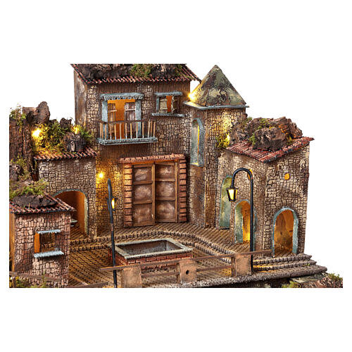 Borgo stile 700 fontana e piazza grande 50x75x65 cm presepe napoletano 8-10cm 7