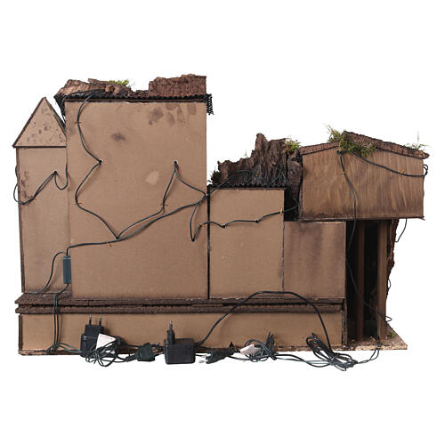 18th Century Style Village with Large Square Fountain 50x75x65 cm for Neapolitan Nativity 8-10cm 9