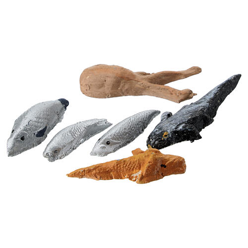 Assortiment mixte de 6 poissons pour crèche napolitaine 10 cm 2