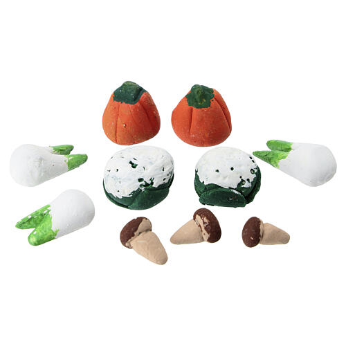 Conjunto 10 peças de legumes mistos em terracota para presépio napolitano 10 cm 2