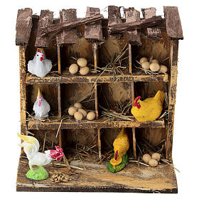 Pollaio con uova 10x10x5 cm presepe napoletano 10-12 cm