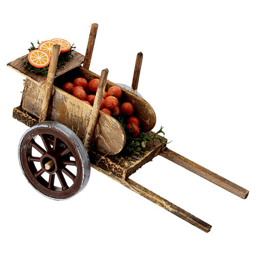 Chariot d'oranges 5x5x10 cm crèche napolitaine 10 cm 3