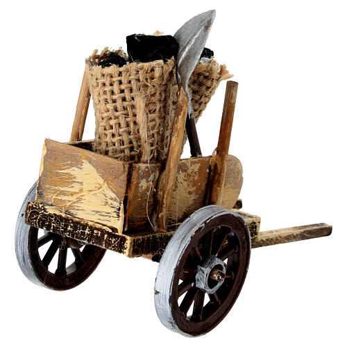Cart with work tools for 10-12 cm Neapolitan Nativity Scene, 7x5x10 cm 3