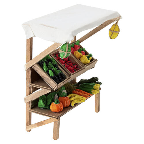 Banco de verduras 15x10x5 cm para presépio napolitano de 10 cm 3