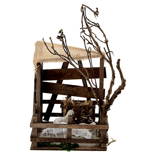Sheep pen scenography for 10 cm Neapolitan Nativity Scene, 15x10x10 cm 1