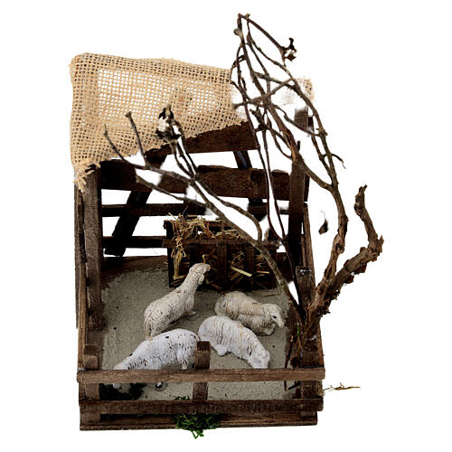 Scenografia recinto pecore 15x10x10x cm presepe napoletano 10 cm 4