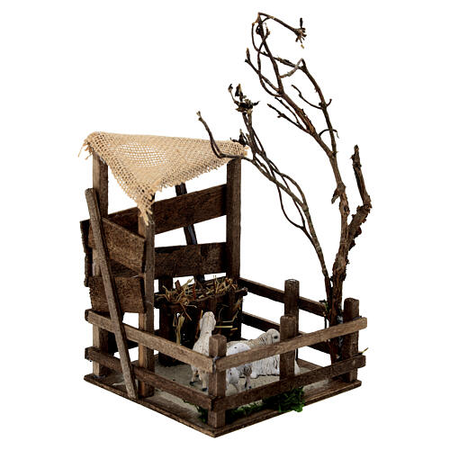 Scenografia zagroda owiec, 15x10x10 cm - do szopki neapolitańskiej 10 cm 3
