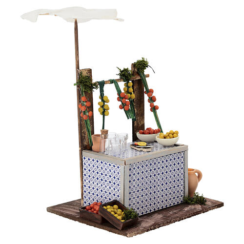 Stragan ze świeżymi sokami cytrusowymi – 20×15×10 cm, szopka neapolitańska 10–12 cm 3