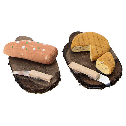 Deseczki z różnymi przekąskami do szopki neapolitańskiej 10 cm, zestaw 5 sztuk, różne 3
