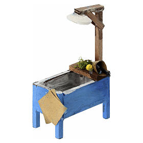 Marktstand mit Aalen – 10 × 5 × 7 cm, geeignet für eine 8–10 cm Krippe, neapolitanischer Stil