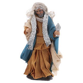 White Wise Man Statue, 8 cm terracotta Neapolitan nativity scene