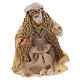Re Magio in ginocchio 8 cm terracotta presepe napoletano s1