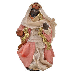 Re Magio Moro 6 cm terracotta presepe napoletano