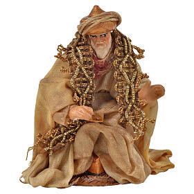 Roi Mage à genoux pour crèche napolitaine 6 cm terre cuite