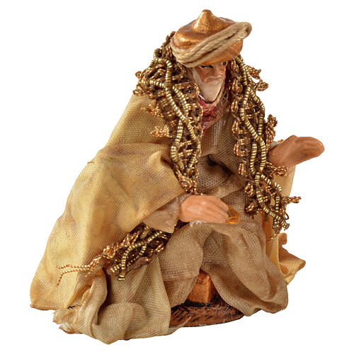 Roi Mage à genoux pour crèche napolitaine 6 cm terre cuite 2