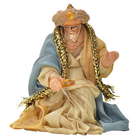 Re Magio in ginocchio presepe napoletano 6 cm terracotta