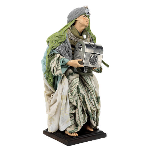 Klęczący Król Mędrzec - figurka do szopki neapolitańskiej 45 cm 3