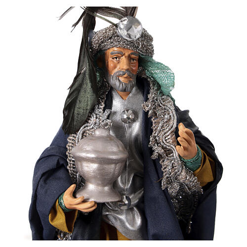 Król Mędrzec biały - figurka do szopki neapolitańskiej, terakota, 18 cm 2