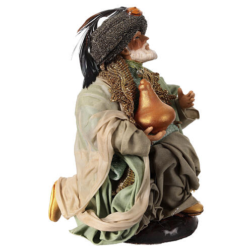 Szopka neapolitańska - klęczący Król Mędrzec, 18 cm, terakota 3