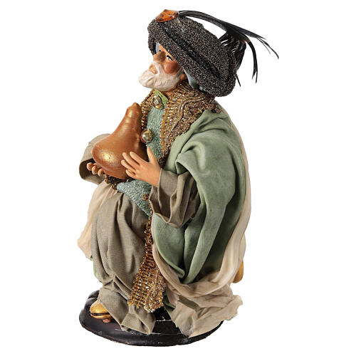Szopka neapolitańska - klęczący Król Mędrzec, 18 cm, terakota 4
