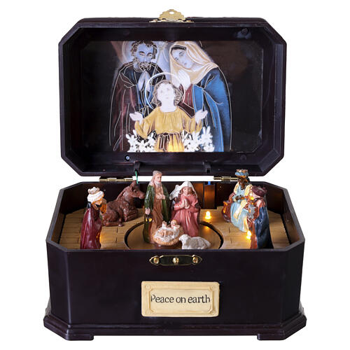 Nativity music box with Wise Men, movement and music, 5x8x5.5 in 1