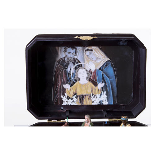 Nativity music box with Wise Men, movement and music, 5x8x5.5 in 8