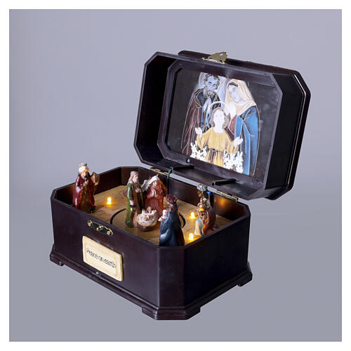 Carillón Natividad y Reyes Magos movimiento música 13x20x14 cm 7