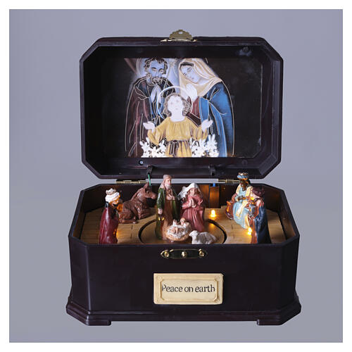 Boîte à musique Nativité et Rois Mages mouvement musique 13x20x14 cm 4