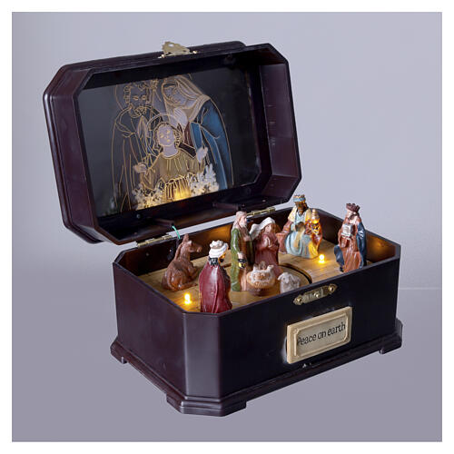 Boîte à musique Nativité et Rois Mages mouvement musique 13x20x14 cm 6