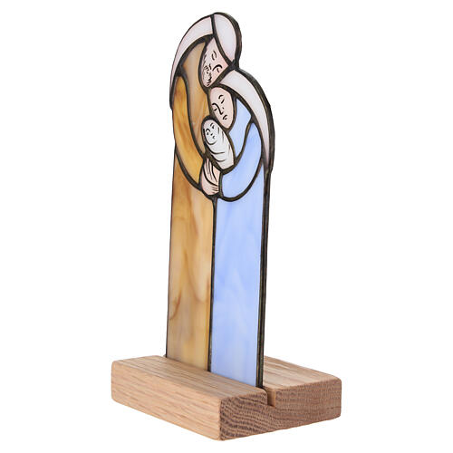 Sacra Famiglia da tavolo in vetro colorato 18x8x7 cm 2