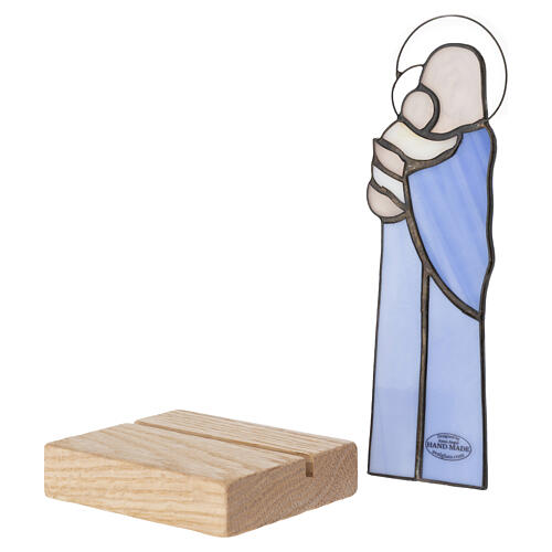 Virgin Mary with Child coloured glass tabletop figure, 7.5x3.5x3 in 4