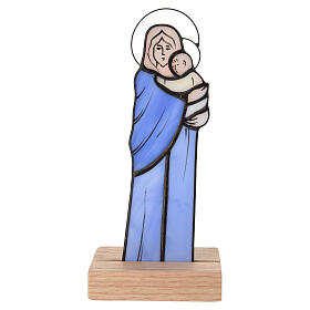 Madonna con bambino in vetro colorato da tavolo 19x8x7 cm