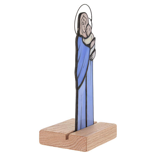 Imagem Nossa Senhora com Menino Jesus em vidro colorido para mesa 19x8,5x7 cm 3