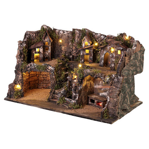 STOCK Presepe rustico con fontana presepe napoletano 40x70x35 cm 3