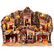 Illuminated Neapolitan Nativity Scene with real fountain for 8 cm figurines, 50x30x40 cm s1