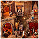 Presepe napoletano completo statue 10 cm fontana mulino luci 80X100X60 cm s3